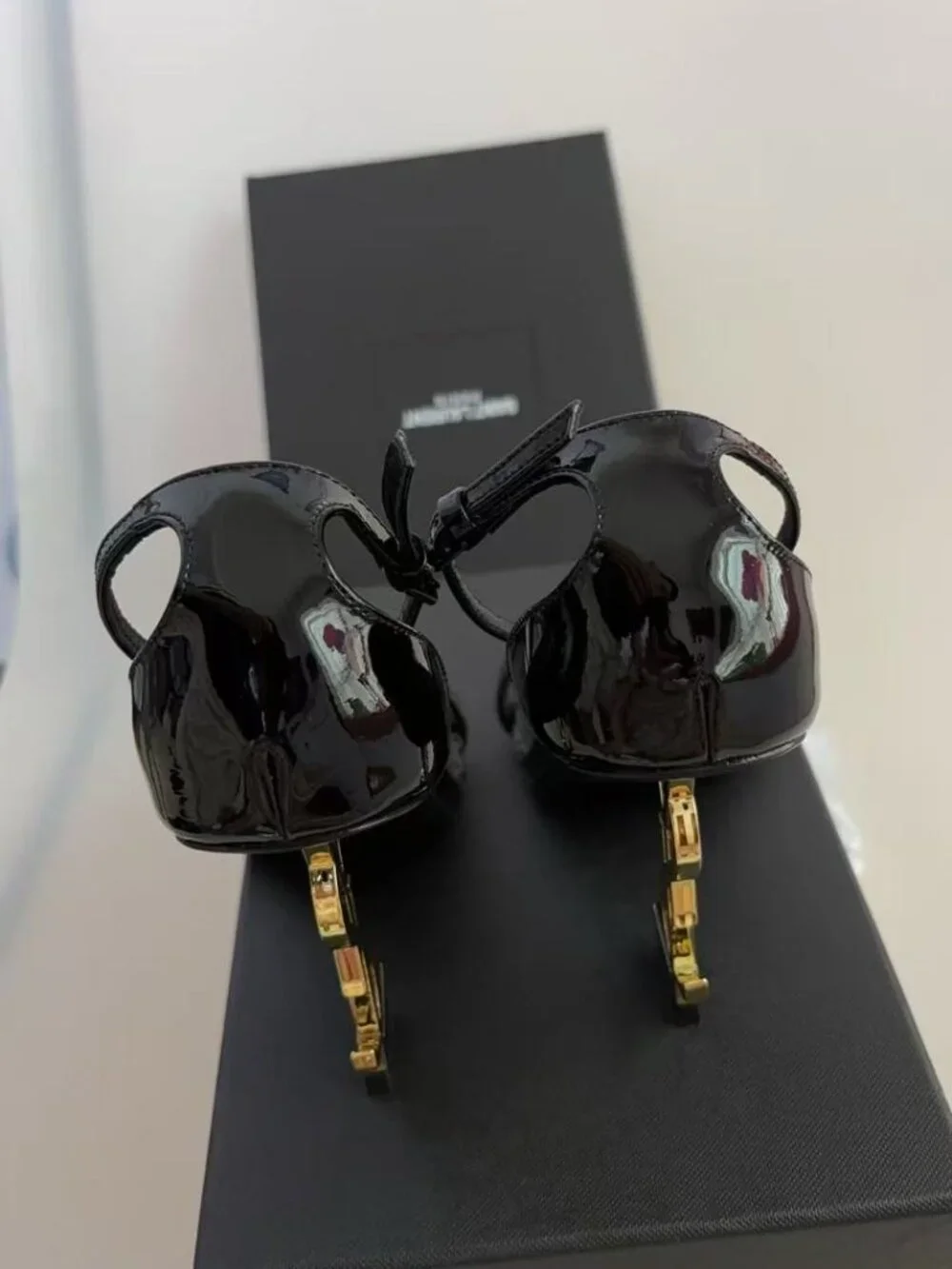 YSL Opyum Black Snake Heel Sandals Size 39